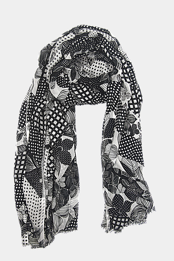 Diagonal Flowers & Checks (SE-1964_Black)
